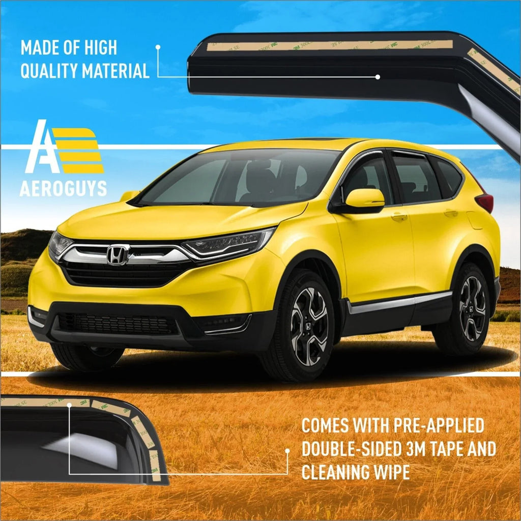 AG0064. AEROGUYS in-Channel Window Deflectors Extra Durable Window Visors Rain Guards Fit for Honda CR-V 2017-2022, Sun Visors, Wind Deflectors, Vent Visors, Car Accessories - 4pcs