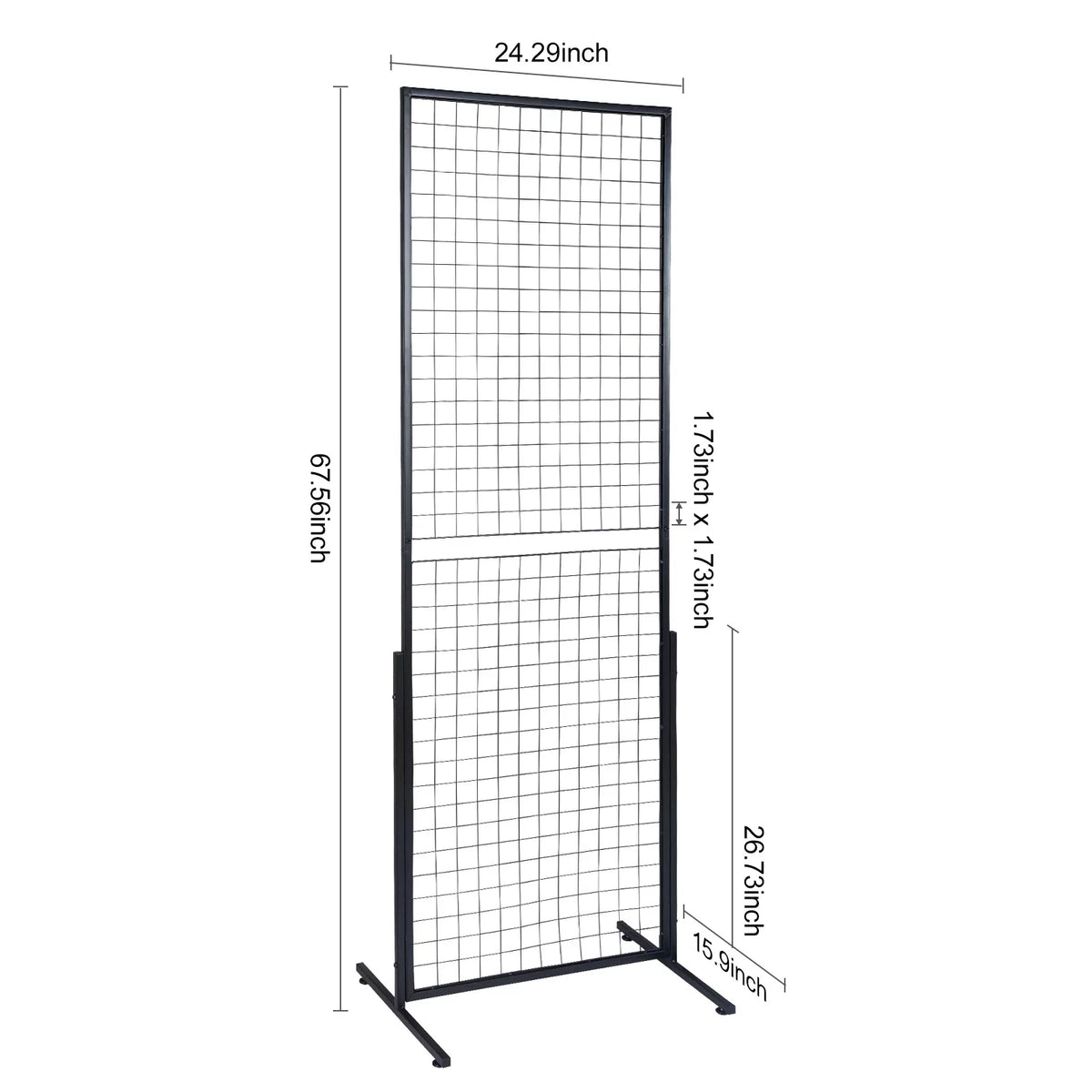 BENTISM 2' x 5.6' Grid Wall Panels Tower, 2 Packs Wire Gridwall Display Racks with T-Base Floorstanding, Double Side Gridwall Panels for Art Craft Shows, Retail Display with Extra Clips and Hooks