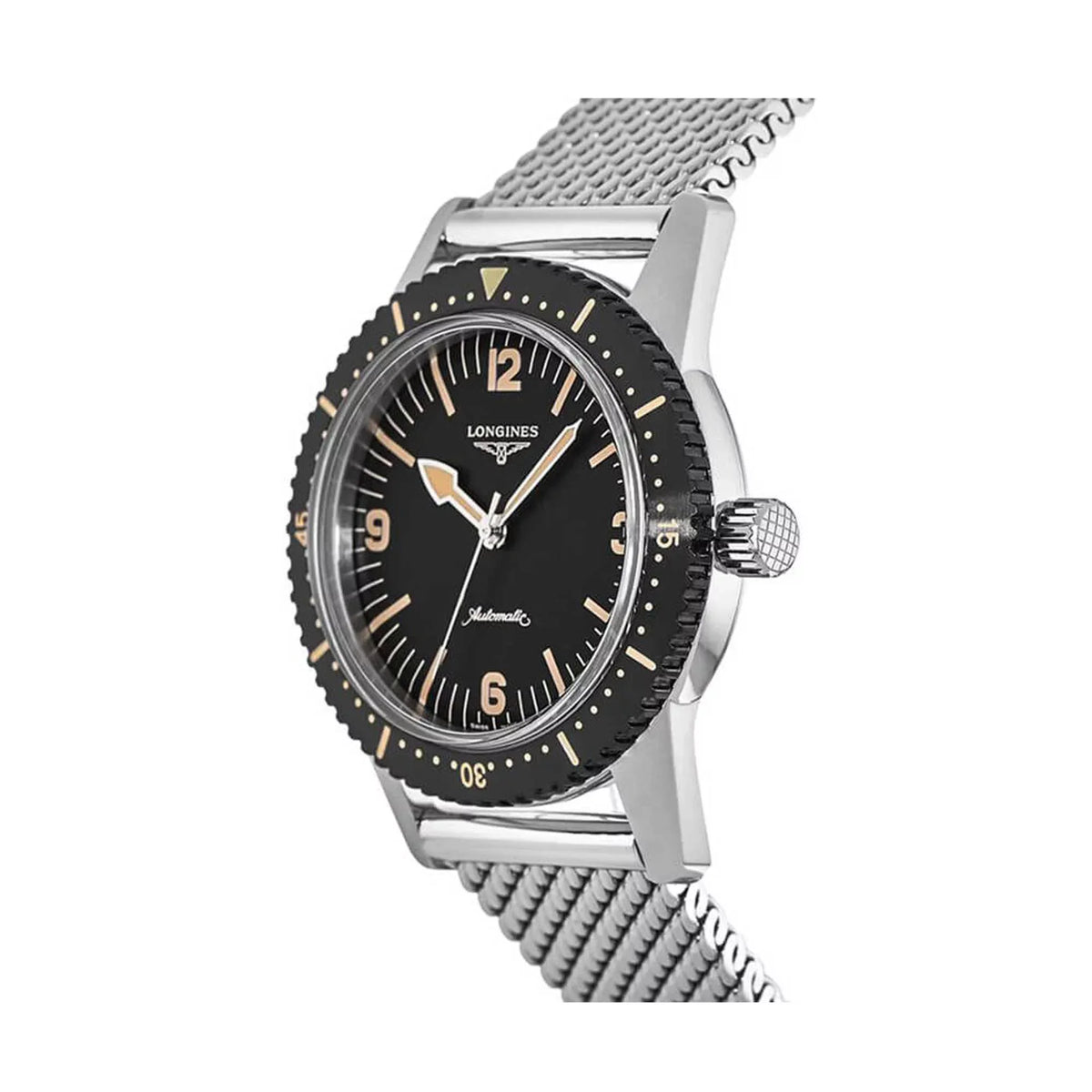 Longines L28224566 Men's Heritage Skin Diver Black Dial Watch