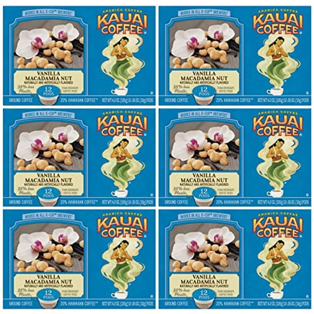 Kauai Coffee Single Serve Cups Pods (Vanilla Macadamia Nut, 72 Count)