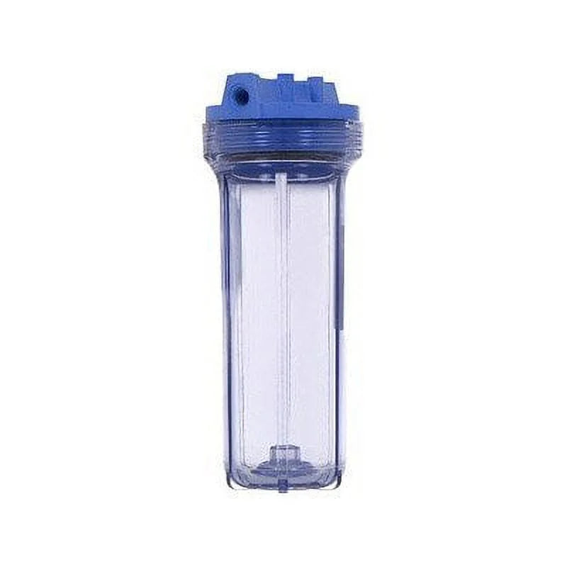 No pressure release.. Pentek 158116 10" Slim Line Filter Housing features a clear sump and 1/4" Female Pipe Threads