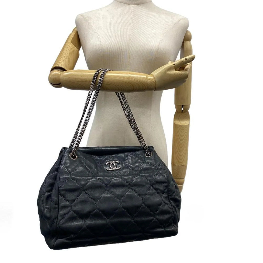 Pre-Owned CHANEL Bubble Quilt Chain Shoulder Coco Mark Handbag Black Women's Z0005974 (Fair)