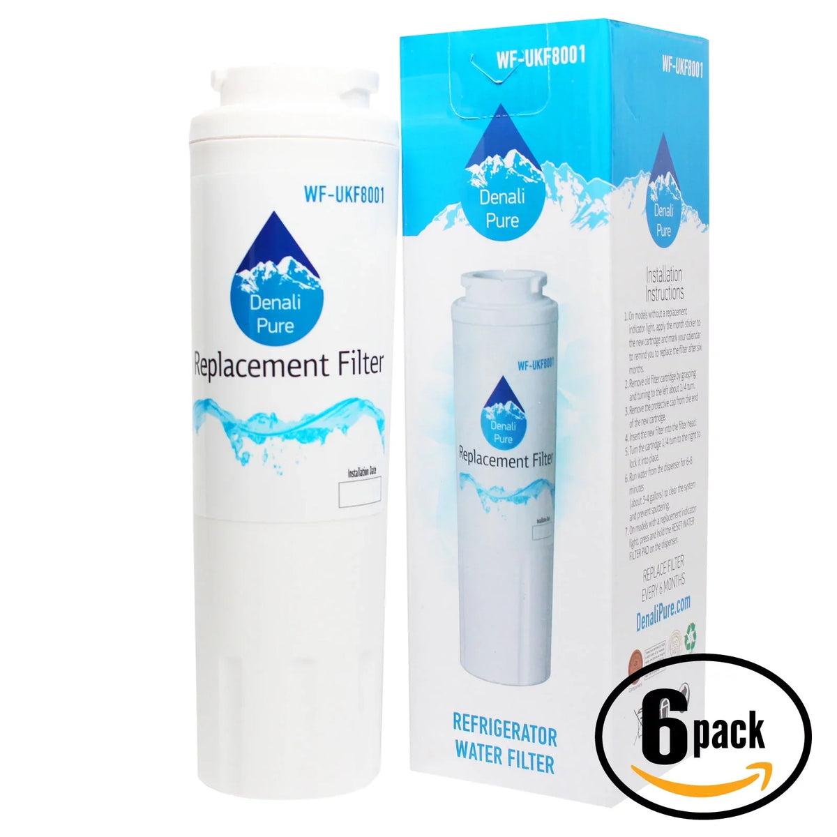 6-Pack Replacement for Whirlpool GX5FHTXTB00 Refrigerator liquid Filter - appropriate with Whirlpool 4396395 Fridge liquid Filter Cartridge - Denali Pure Brand
