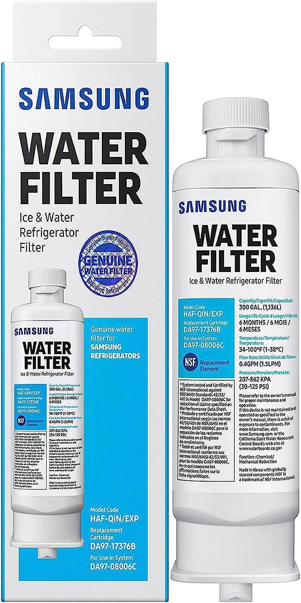 DA97-17376B HAF-QIN, DA9717376B HAF-QIN/EXP Refrigerator liquid Filter RF23M8070SG Pack of 8