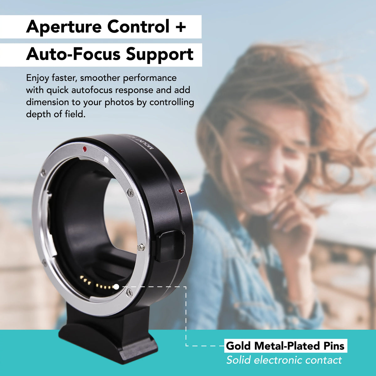 Foto&Tech EF-EOS R Mount Adapter, Auto-Focus Lens Mount Converter appropriate with EF EF-S Lens,  EOS R R5 R6 RP Mirrorless Digital Camera Body and Red Digital Cinema Mount