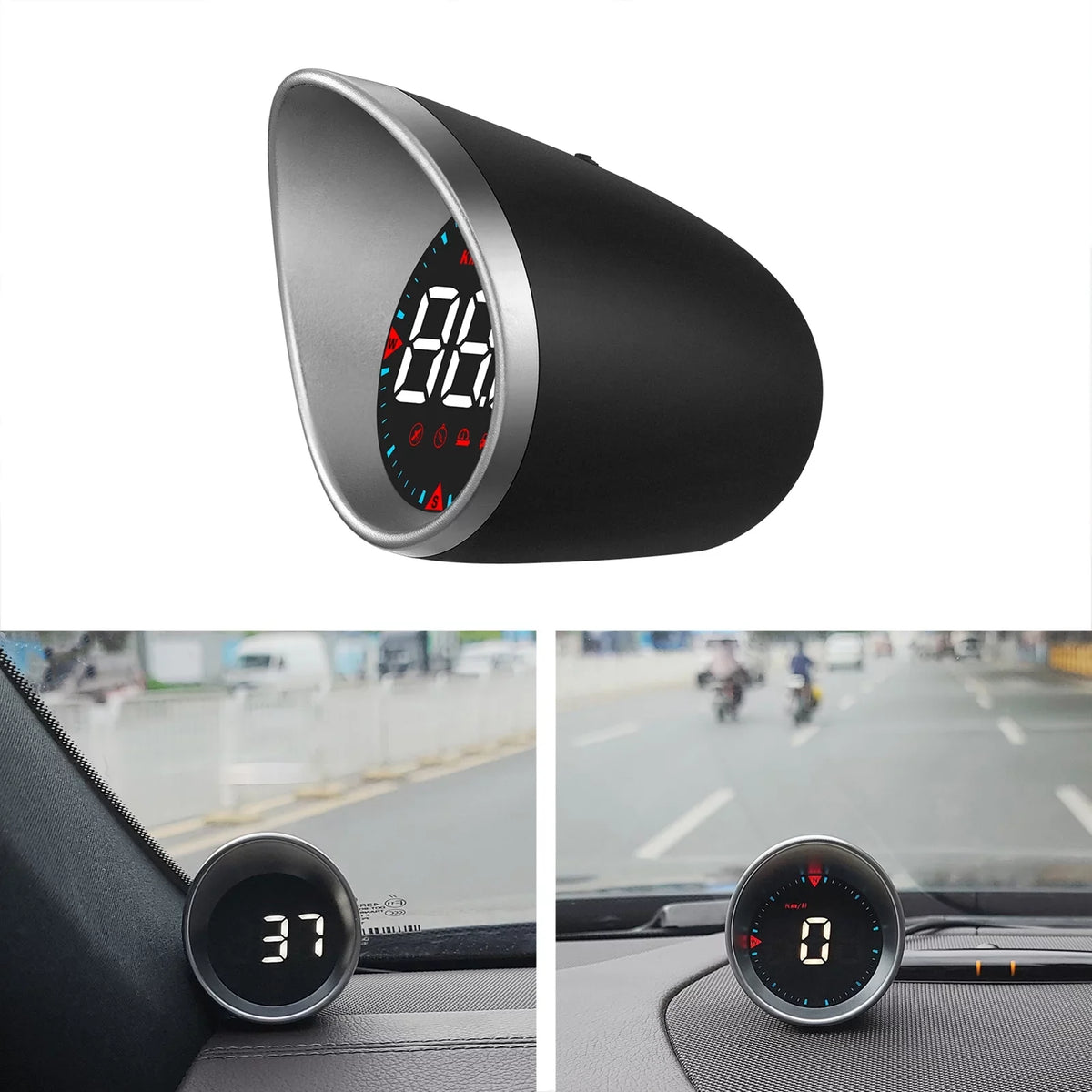 Car Head-Up Display (HUD) - Digital Speedometer with Driving Mileage Display, Compass Angle, Overspeed Alarm, and Fatigue Driving Alarm
