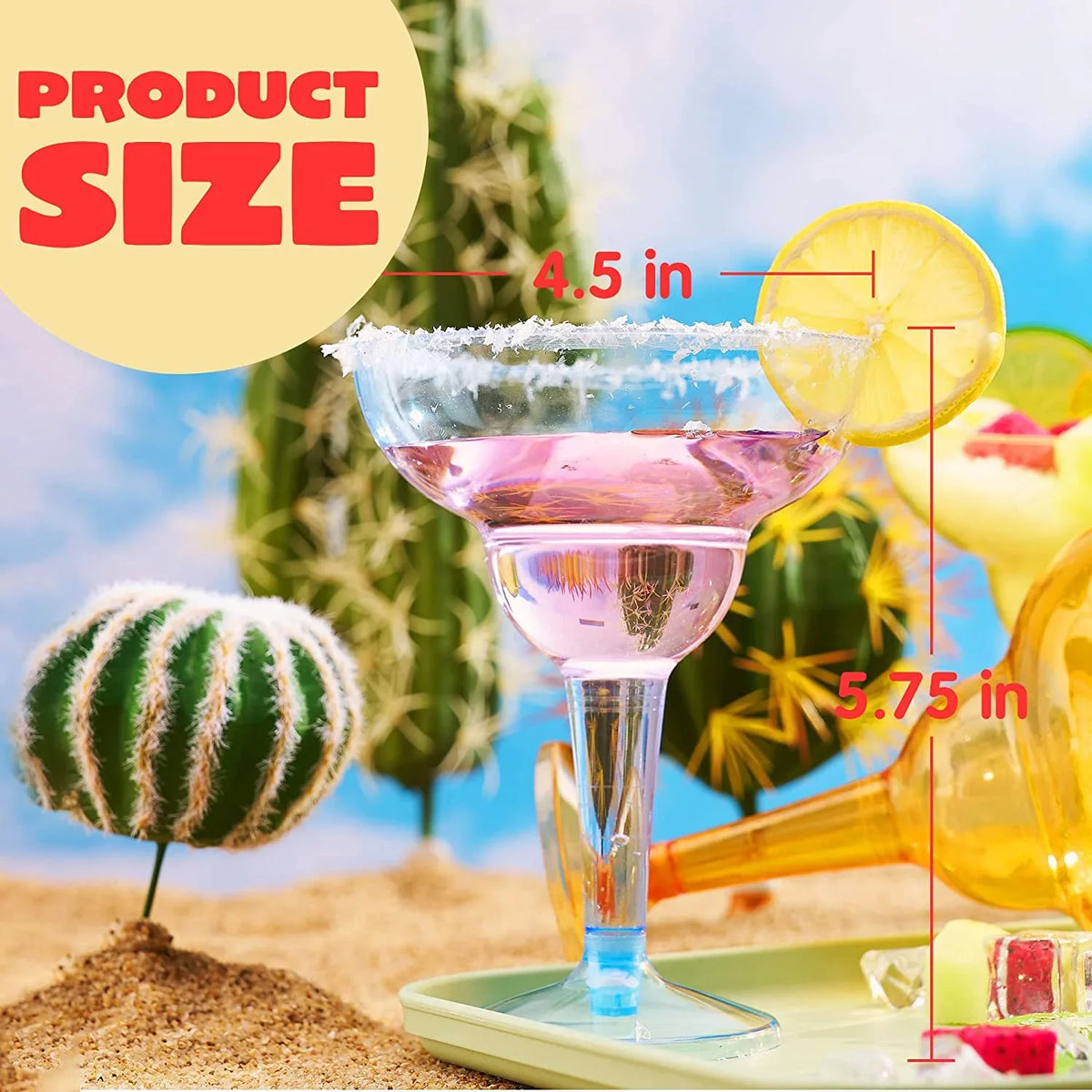 JOYIN 48 Pcs Margarita Glasses Cinco De Mayo Decorations,12 oz Plastic Margarita Glasses Cinco De Mayo Fiesta Party Decoration for Fun,Plastic Party Cups Mexican Theme Taco Party Supplies