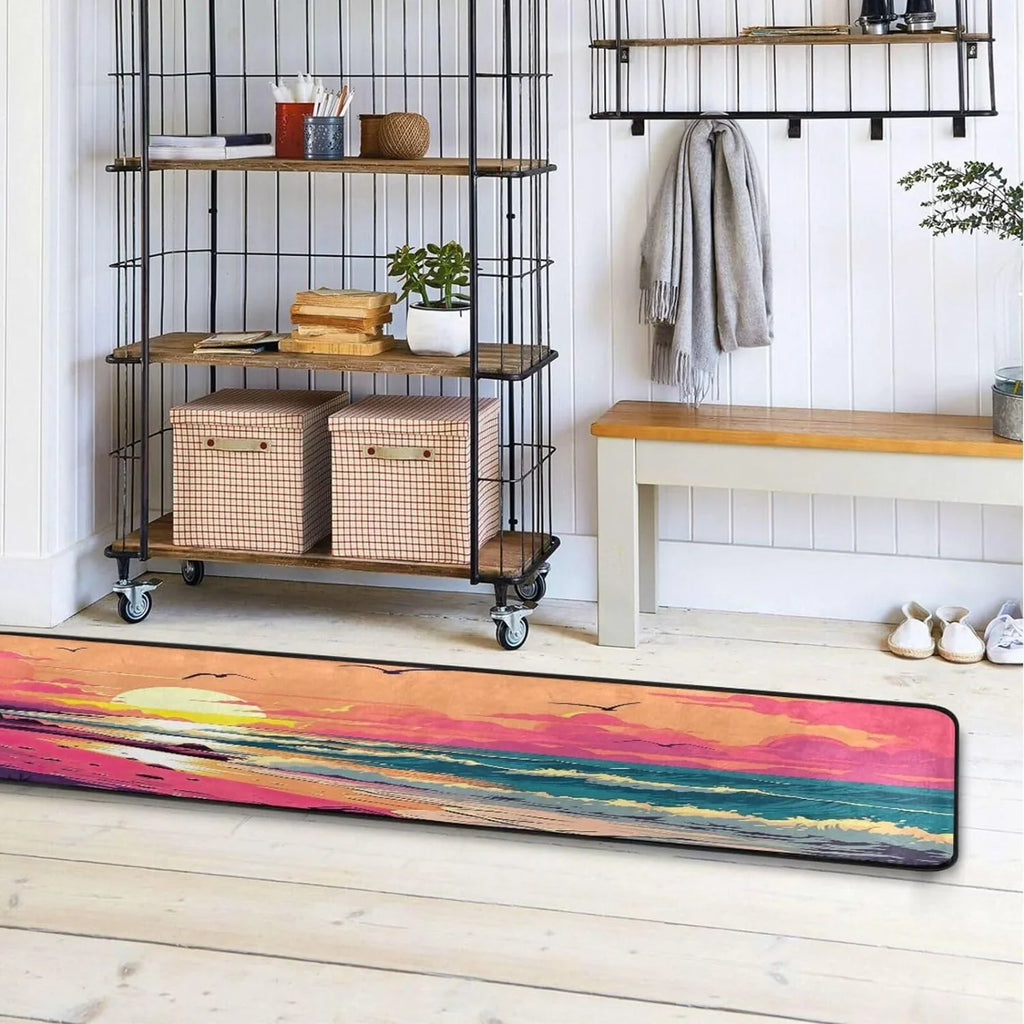Coolnut Ocean Waves Non-Slip Runner Rug Area Rug Washable Rectangle Rug for Bedroom Living Room Bathroom Hallways 72x24 Inches#10 Home Decor