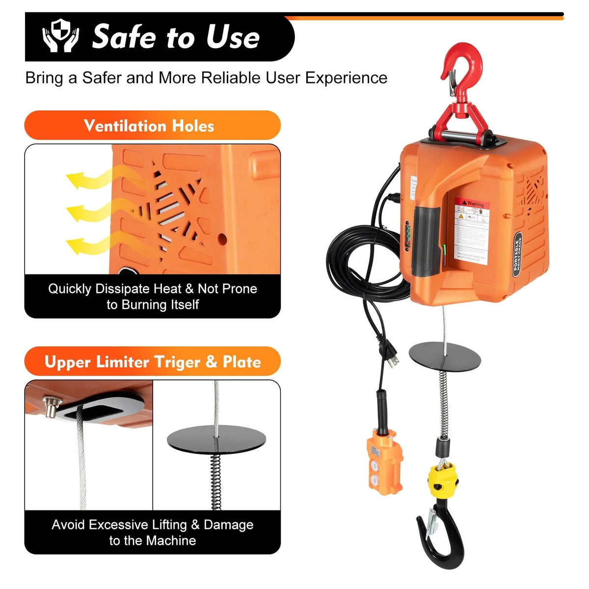 Portable 3-in-1 Electric Winches 300kg/660 lbs Hoist Winch Crane Lift W/ Remote