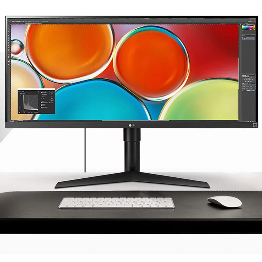 Open Box  34WP65G-B UltraWide Monitor 34" 21:9 Full HD (2560 x 1080) IPS Display, VESA DisplayHDR 400, AMD FreeSync, Height and Tilt Adjustable Stand - Black
