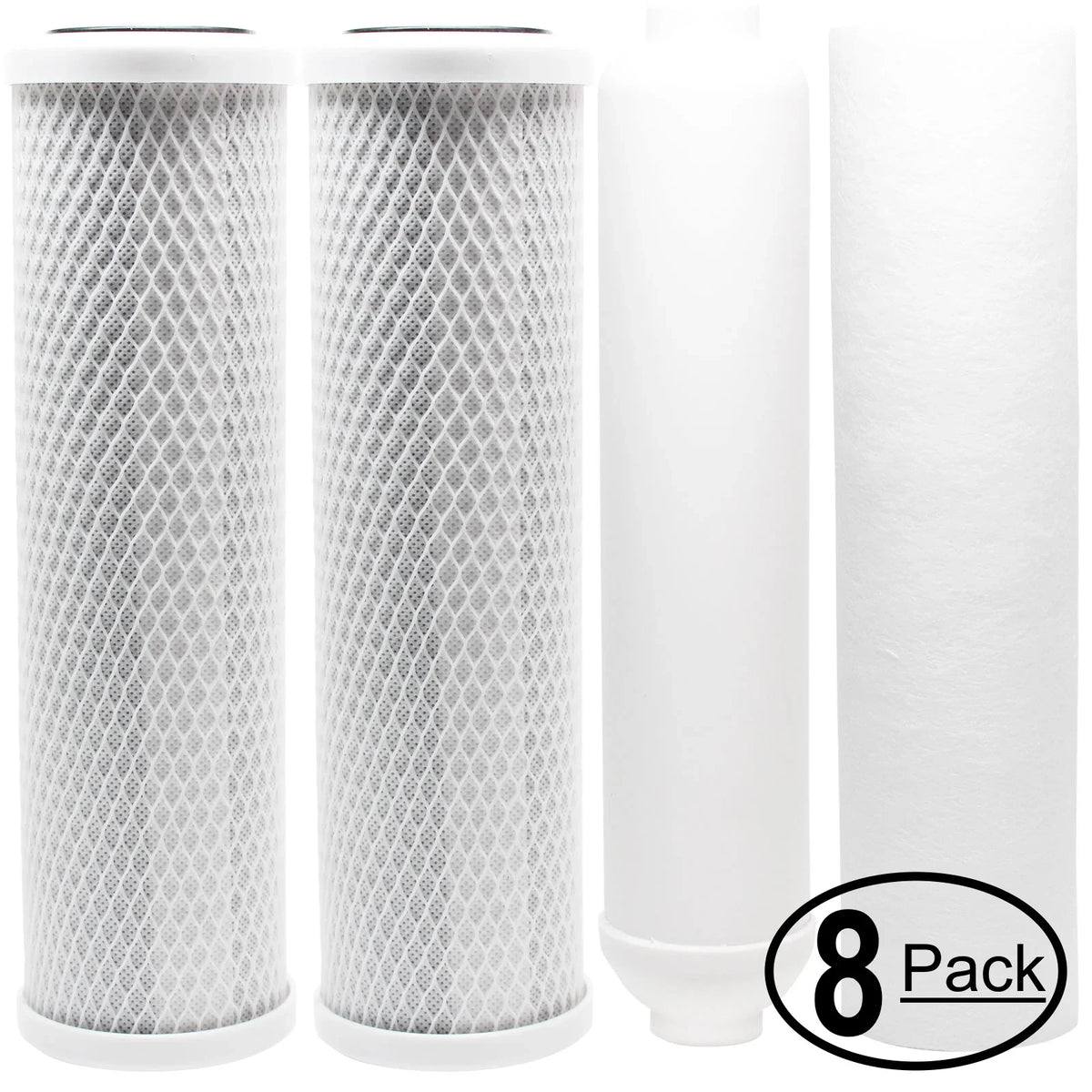 8-Pack Replacement for Filter Kit for AMI AAA-125 RO System - Includes Carbon Block Filters, PP Sediment Filter & Inline Filter Cartridge - Denali Pure Brand