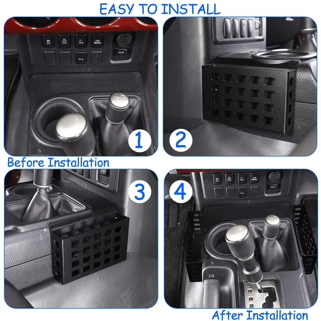 Tinki  Car Shifter Storage Box matching with Toyot@ FJ Cruiser 2007-2021, Black,Height 5.3in,1PCS