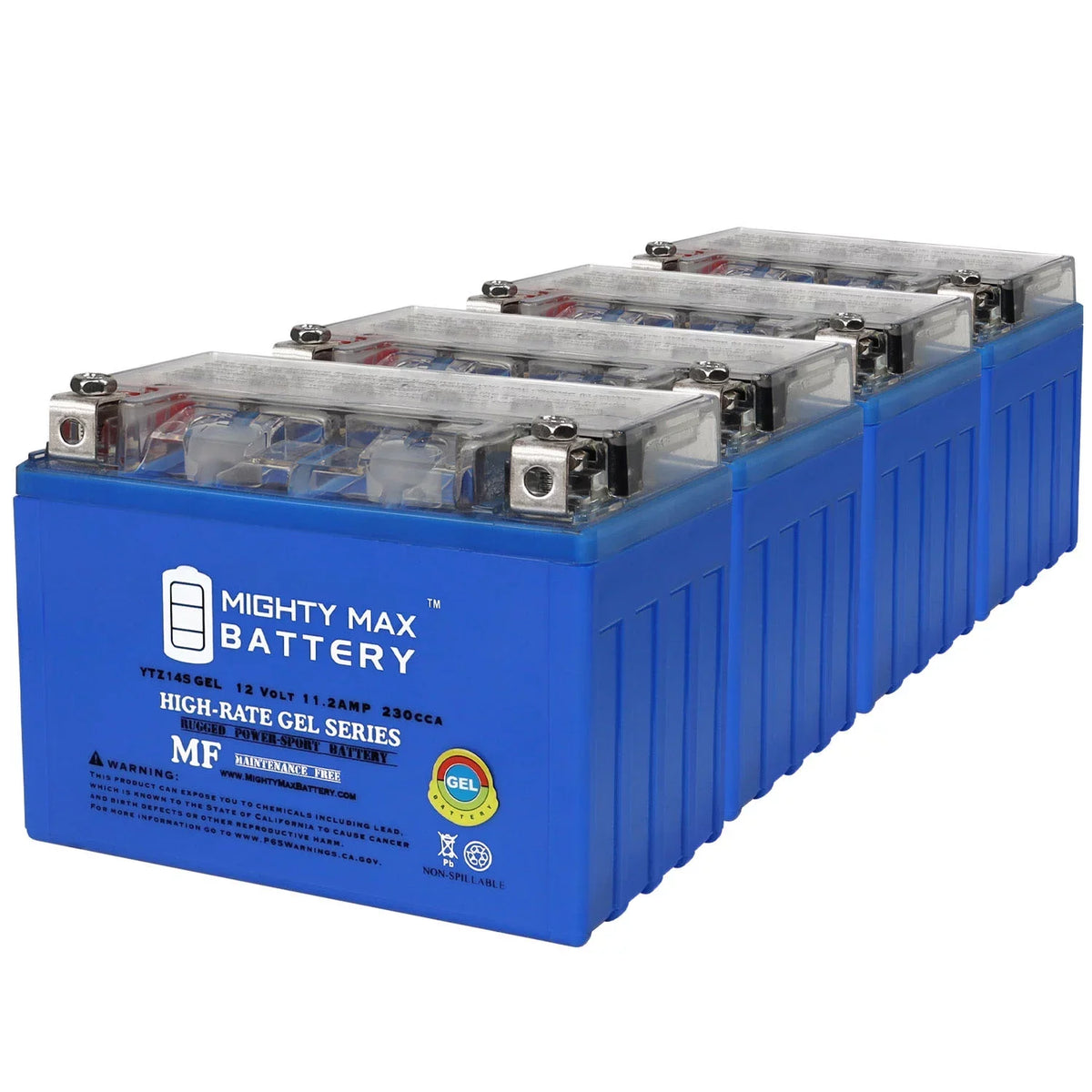 YTZ14SGEL 12V 11.2AH Replacement Battery appropriate with Honda T750C C2Shadow / Phantom / Aero 10-20 - 4 Pack