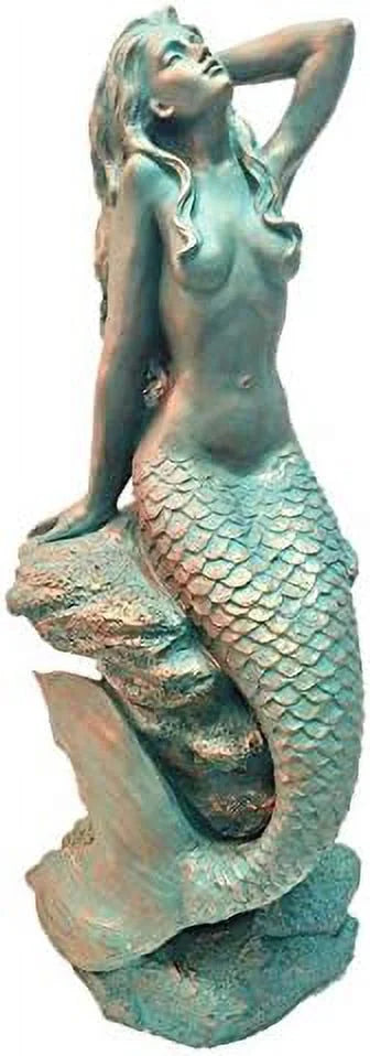 Giant Sitting On Coastal Rock Beach Nautical Garden Statue In Bronze Finish Pool Patio Lawn Statue. 28 In