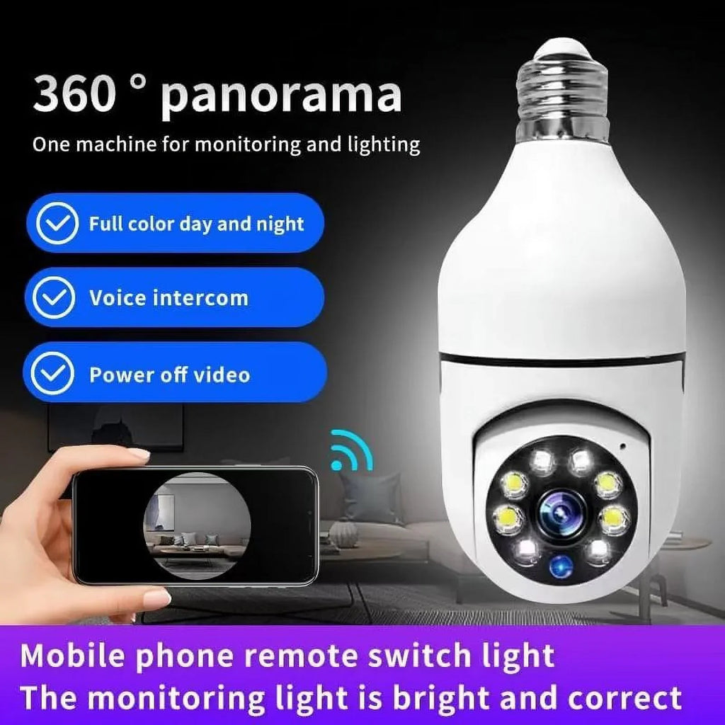 IZENGATE 2Pack E27 Socket Light Bulb Camera Wireless Wi-Fi 2.4Ghz &5Ghz 360° Motion Detector Surveillance Camera Two Way Talk/Night Vision/Light Bulb Camera