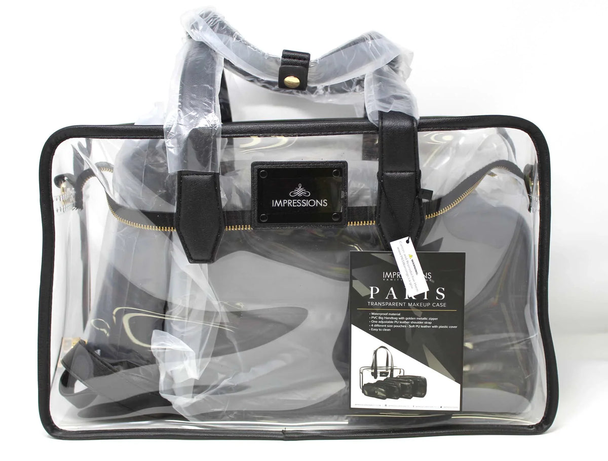 Impressions Vanity Paris Transparent Makeup Case with Adjustable Shoulder Strap (Transparent)