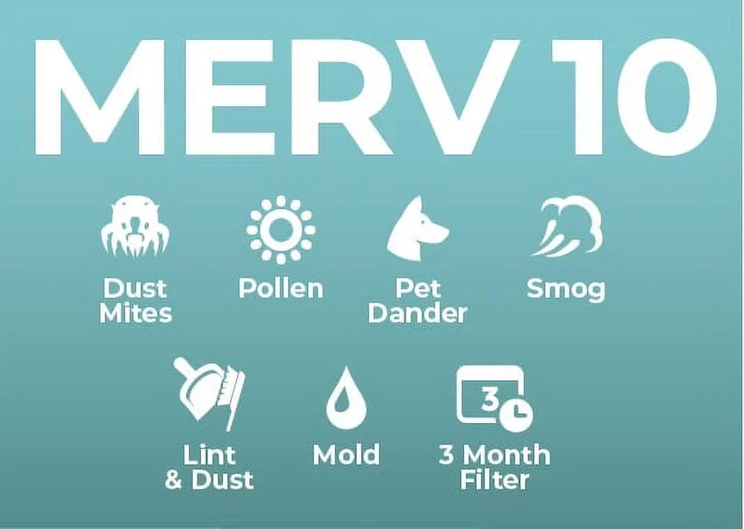 Actual Size: 11-1/2 x 19-1/2 x 7/8. 6 Pack of 12x20x1 MERV 10 Pleated Air Filters by Glasfloss