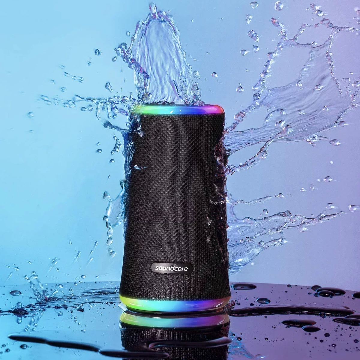 Anker Soundcore Flare 2 Bluetooth Speaker, with IPX7 Waterproof Protection and 360 Sound for Backyard and Beach Party, 20W Wireless Speaker with PartyCast, EQ Adjustment, and 12-Hour Playtime, Black