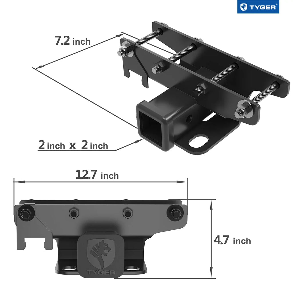Tyger Auto TG-HC2J003B Hitch & shield Kit matching with 2018-2024 Jeep Wrangler JL/JLU (Include 20-24 diesel engine; 21-24 4xe) Factory Style 2 inch Rear Receiver Hitch Tow Towing Trailer Hitch