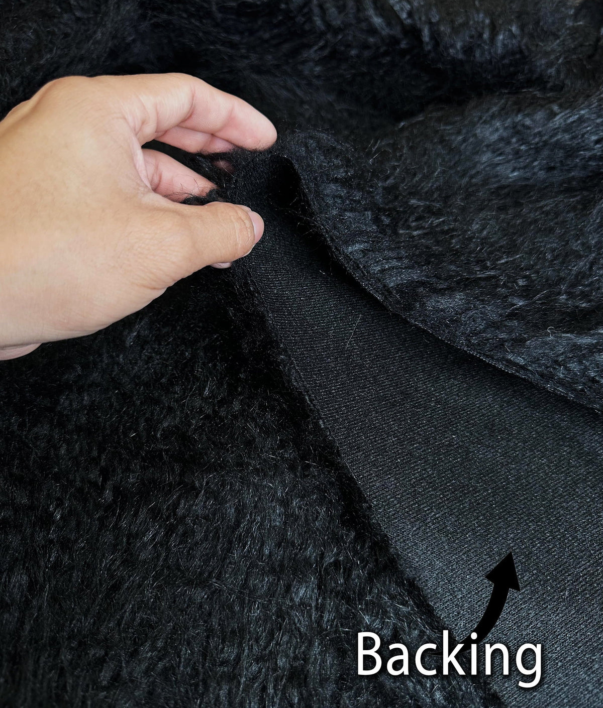 Faux Fake CURLY Yak FUR 3.5" LONG Pile Japanese Fire Retardant Yarn 2.3oz Per Yard / Craft, Sewing Cosplay 58" Wide Sold by Continuous Yard (Black)