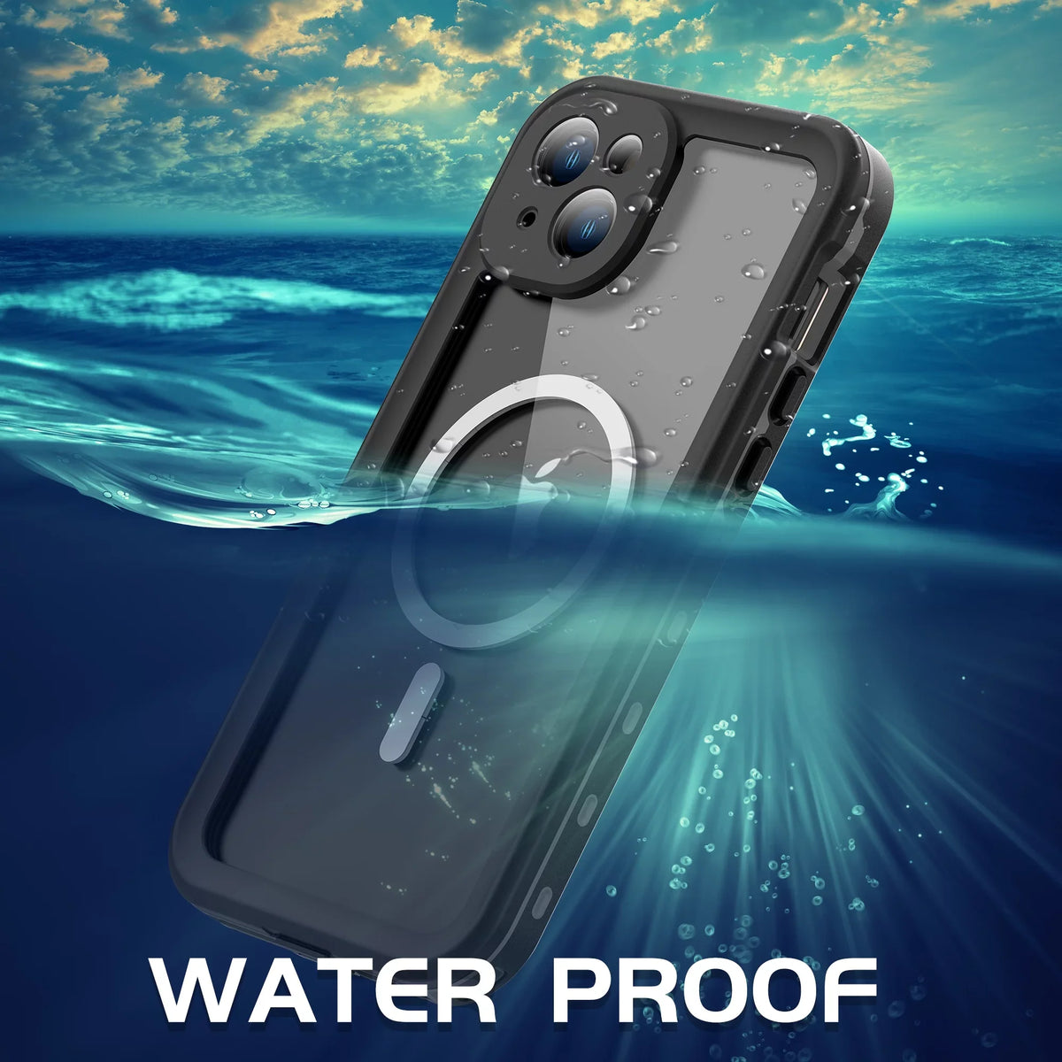ELEHOLD for iPhone 15 Plus Waterproof Case, Built-in Screen Protector Full-Body Rugged Shockproof Military Drop Proof IP68 Underwater Heavy Duty Magnetic Case for iPhone 15 Plus - 6.7inch,Black