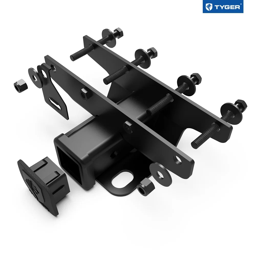 Tyger Auto TG-HC2J003B Hitch & shield Kit matching with 2018-2024 Jeep Wrangler JL/JLU (Include 20-24 diesel engine; 21-24 4xe) Factory Style 2 inch Rear Receiver Hitch Tow Towing Trailer Hitch