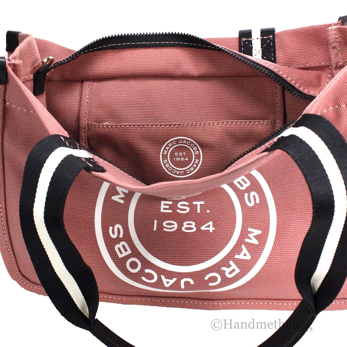 Marc Jacobs Medium Dusty Rose Canvas Fabric Shoulder Convertible Tote Purse Bag