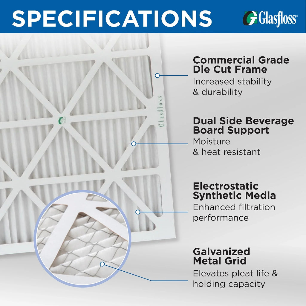 Actual Size: 15-1/2 x 23-1/2 x 1-3/4. 12 Pack of 16x24x2 MERV 10 Pleated 2" Inch Air Filters by Glasfloss
