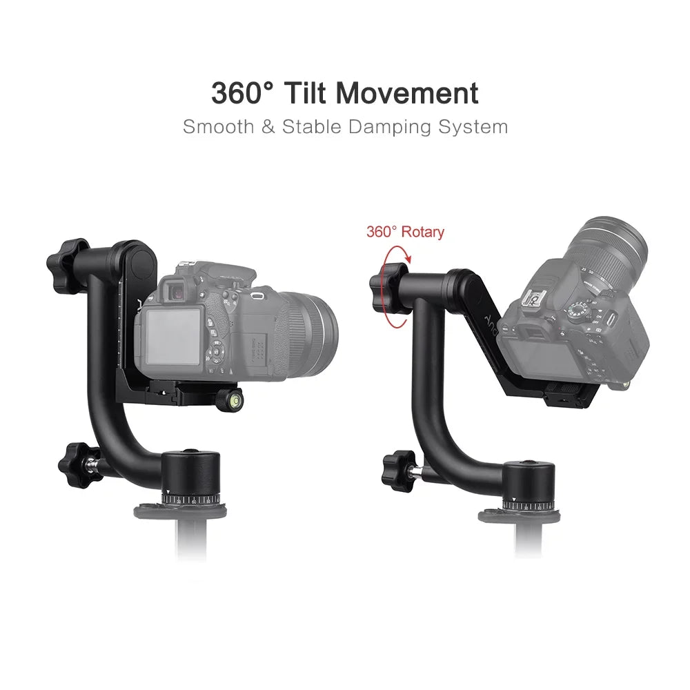 Andoer Metal Panoramic Gimbal Tripod Head Heavy Duty Aluminum Alloy with Arca-Swiss Standard Quick Release Plate Support 30Lbs/13.6kg Suitable for DSLR Camera Camcorder Bird Watching