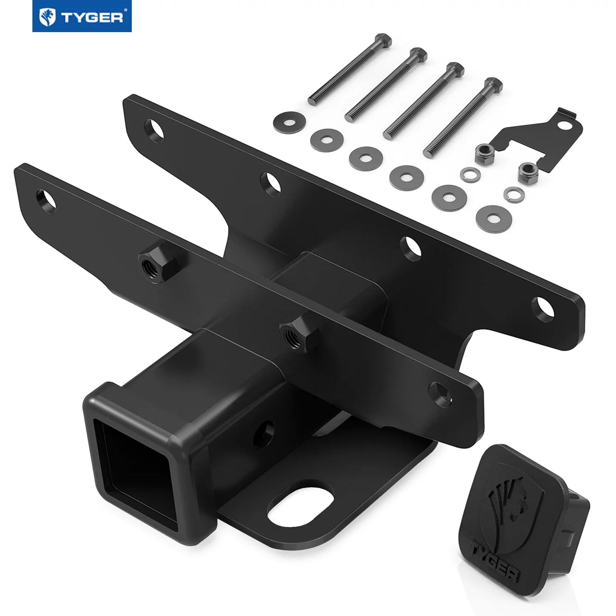 Tyger Auto TG-HC2J003B Hitch & shield Kit matching with 2018-2024 Jeep Wrangler JL/JLU (Include 20-24 diesel engine; 21-24 4xe) Factory Style 2 inch Rear Receiver Hitch Tow Towing Trailer Hitch