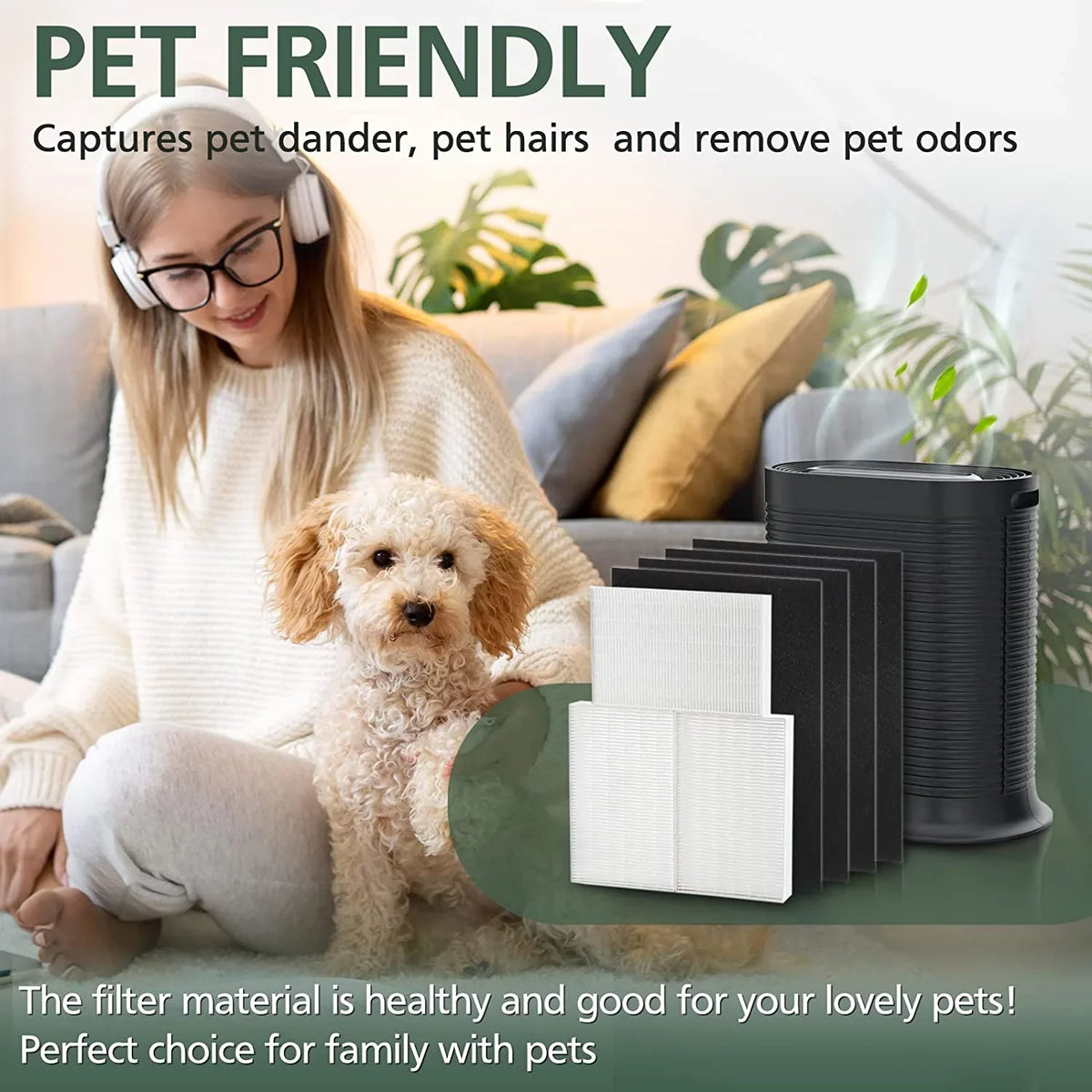 Air Purifier HEPA 13 Filter R, HRF-R3 matching with Honeywell Air Purifier HPA300 3 Pack with 4 Pack Precut Activated Carbon Pre-Filters Replacement HRF-AP1,Home Air Purifier Parts & Accessories
