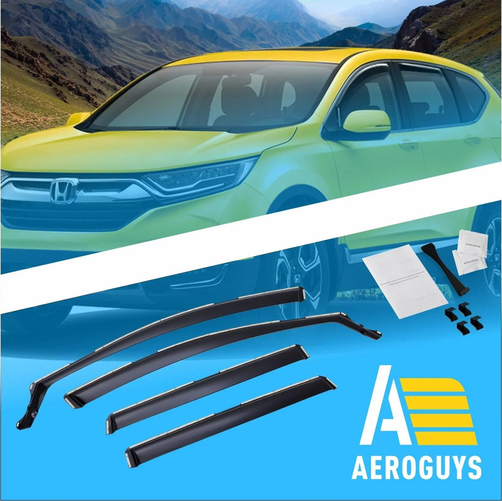 AG0064. AEROGUYS in-Channel Window Deflectors Extra Durable Window Visors Rain Guards Fit for Honda CR-V 2017-2022, Sun Visors, Wind Deflectors, Vent Visors, Car Accessories - 4pcs