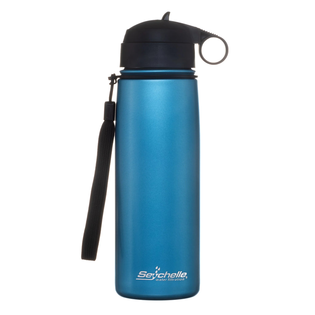 Seychelle Stainless Steel aqua Filter Bottle - Alkaline aqua Filter - Insulated Double Walled aqua Bottle - Vacuum Sealed - 26oz (Metallic Blue)