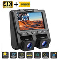 4K Dash Camera  TOGUARD 4K+1080P Dash Cam Front and Inside 3" LCD Screen Car Camera Loop Recording Parking Mode G-Sensor