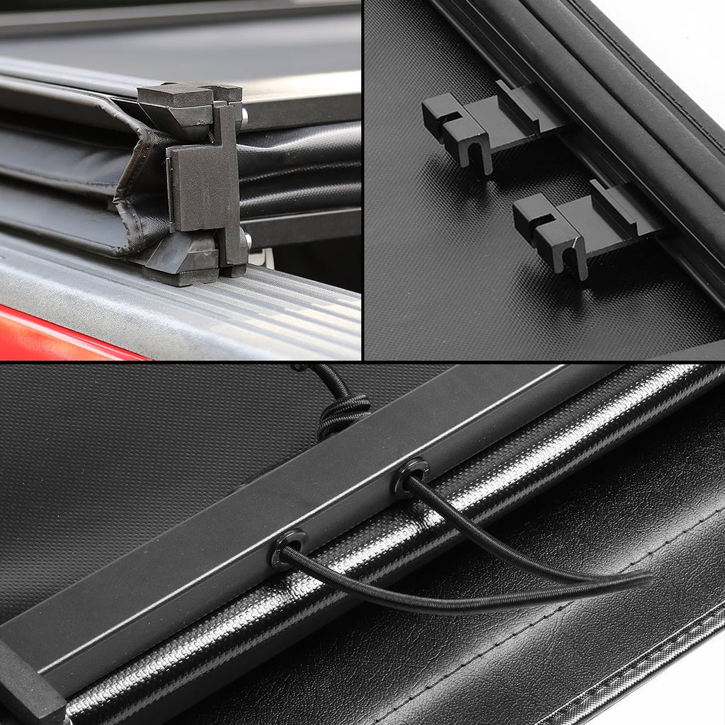 DNA Motoring TTC-TRISOFT-056 For 2007 to 2021  Tundra 5.5' Bed Fleetside Adjustable Tri -Fold Soft Top Trunk Tonneau shield 20 19 18 17 16 15 14 13 12 11 10 09 08