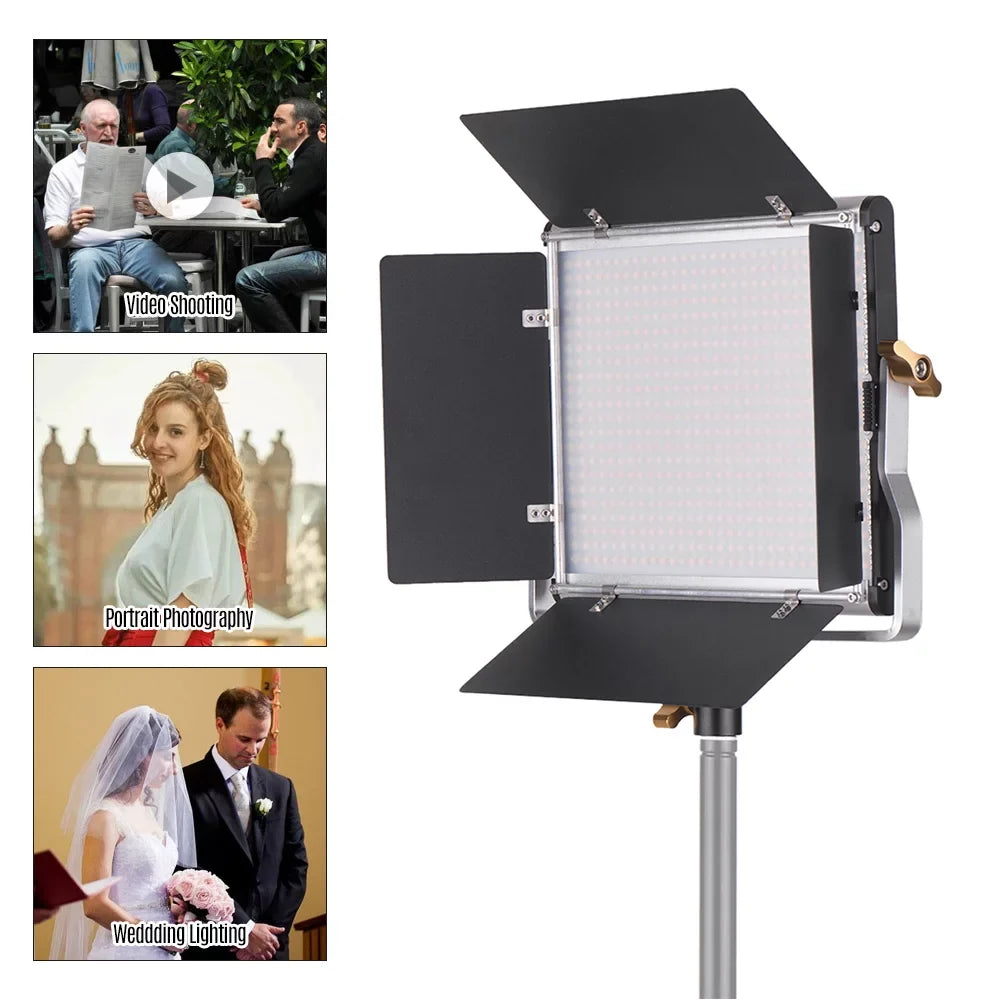 Andoer-2 Photography Lamp,U Barndoor Kit CRI 85+ U Video Dimmable 660 Barndoor Kit Studio Bi-Color Panel 3200-5600K Kit Studio Video Panel 3200-5600K CRI 660 L-ED Bi-Color Professional L-ED Video