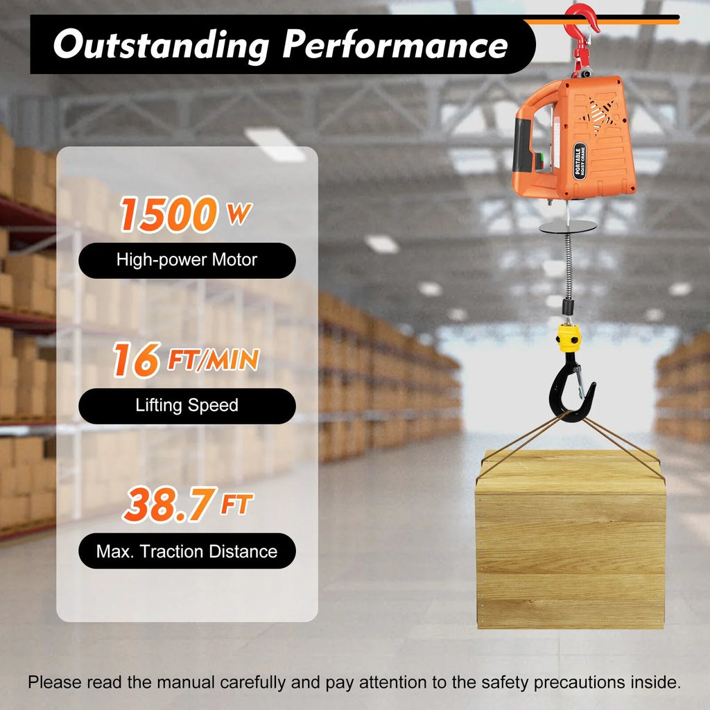 Portable 3-in-1 Electric Winches 300kg/660 lbs Hoist Winch Crane Lift W/ Remote