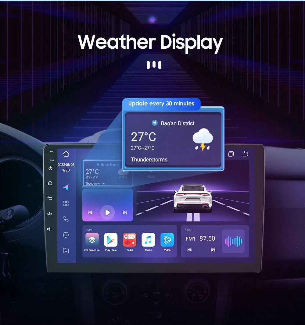 10'' 2Din Android QLED Car Stereo Nav GPS Radio DSP CarPlay elements 8Core 4+32GB
