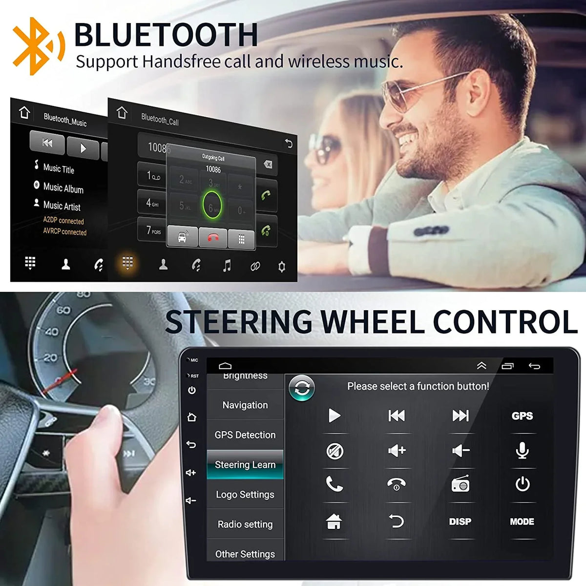 1G+32G Double Din Android 13 Car Stereo with Wireless Carplay Android Auto, 10.1 Inch Touch Screen Car Radio with HiFi/BT/GPS Navigation Support Fastboot Backup Camera WiFi Connection