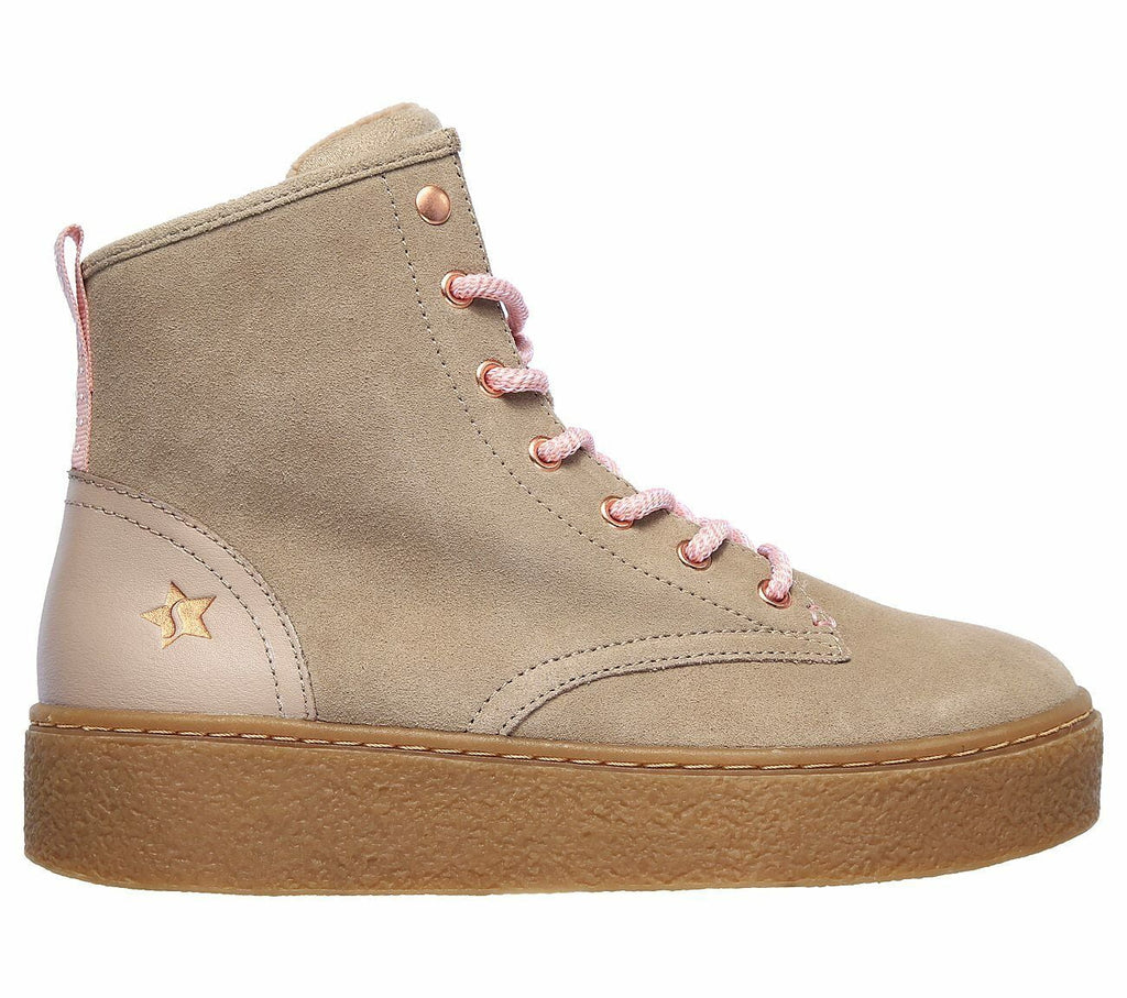 SКECHERS CHELSEA PUNK ST HIGH MEMORY FOAM WOMEN BOOTS SHOES TAUPE/GUM SIZE 8 NEW