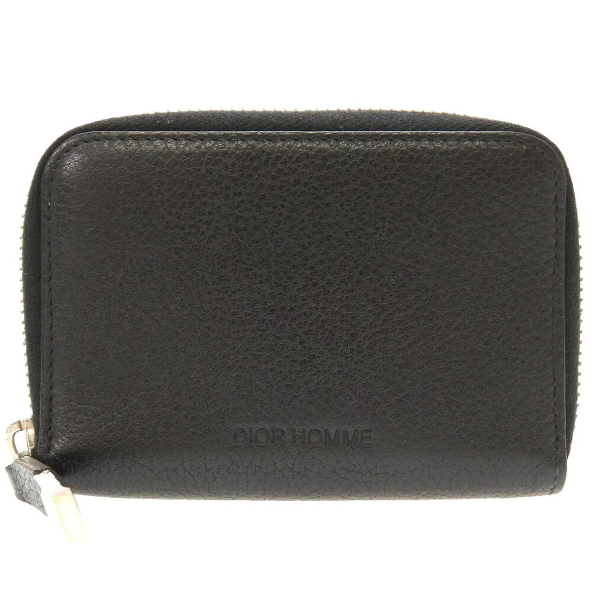 Pre-Owned Dior Homme Leather Black Men's Round Coin Case (Good)