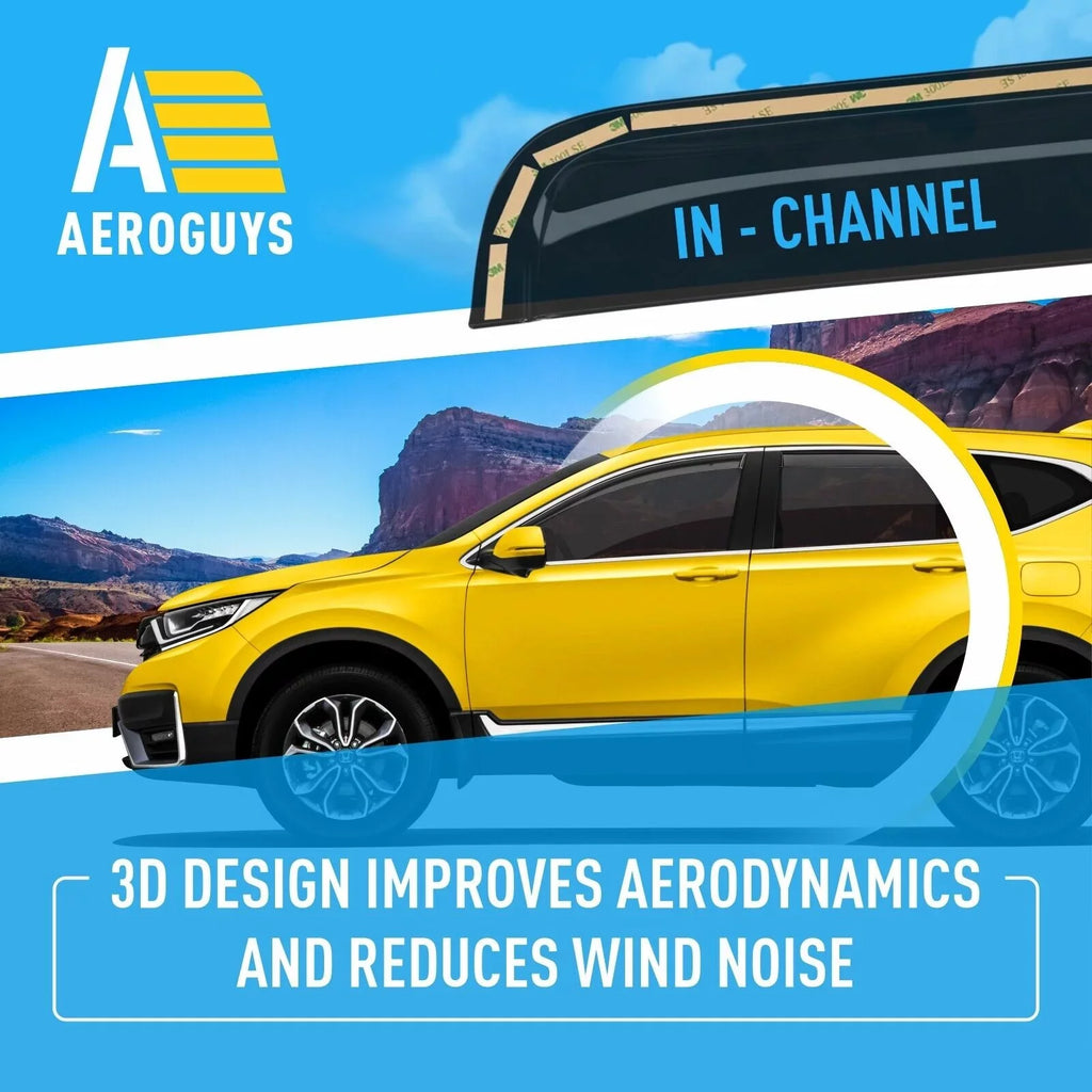 AG0064. AEROGUYS in-Channel Window Deflectors Extra Durable Window Visors Rain Guards Fit for Honda CR-V 2017-2022, Sun Visors, Wind Deflectors, Vent Visors, Car Accessories - 4pcs
