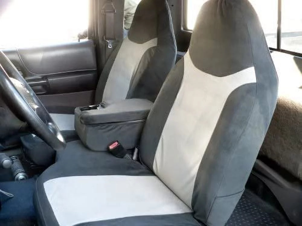 F286 2002-2003  Ranger 60/40 Split Seat with Opening Center Console in Gray and Black Twill