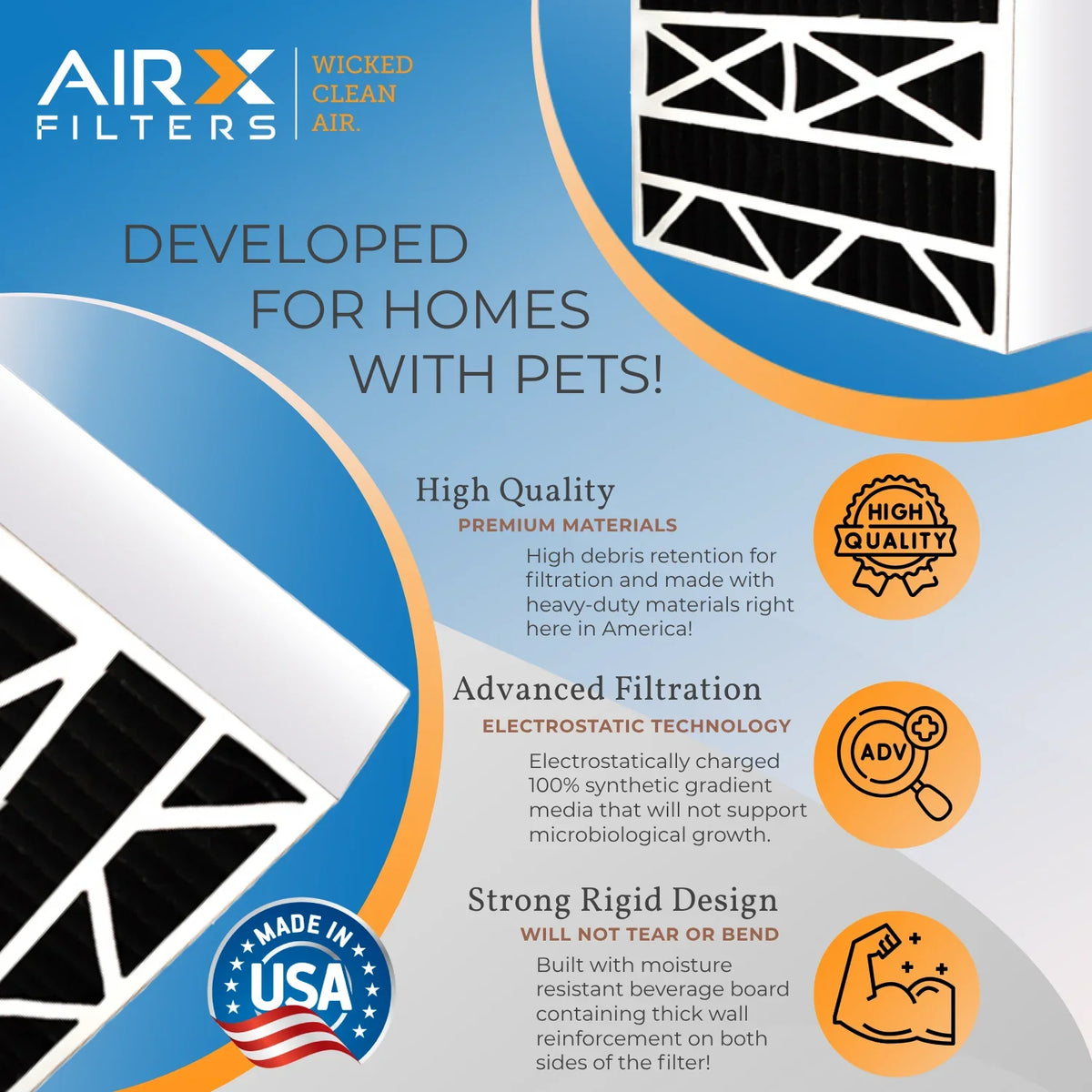 20x25x6 Air Filter Odor Eliminator Carbon Filter MERV 8 Comparable to MPR 700 & FPR 5 matching with Aprilaire 201 2 Pack by AIRX FILTERS WICKED CLEAN AIR.