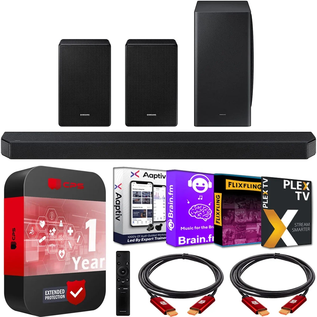 HW-Q900A 9.1.4ch Surround Sound Wireless Home Theater Bundle 7.1.2ch Dolby Atmos /DTS:X Soundbar + Swa-9500S 2.0.2ch Rear Speaker Kit + Subwoofer + Extended Coverage + 2 Deco Gear HDMI Cables