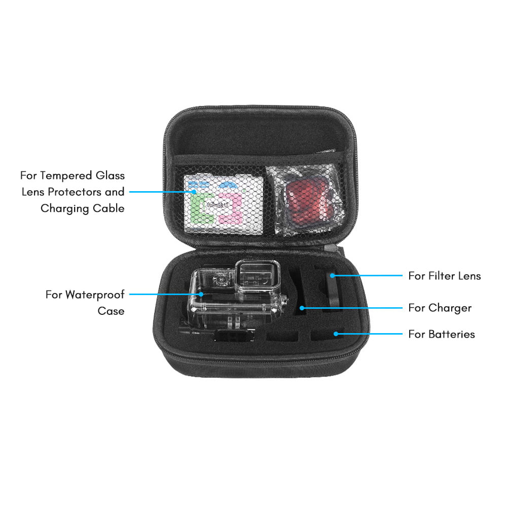 Andoer Sport Camera Waterproof Case 35M Protective Underwater Housing Shell with Storage Case Tempered Glass Lens Protectors Color Filters Replacement for Hero10 9 Surfing Snorkeling D
