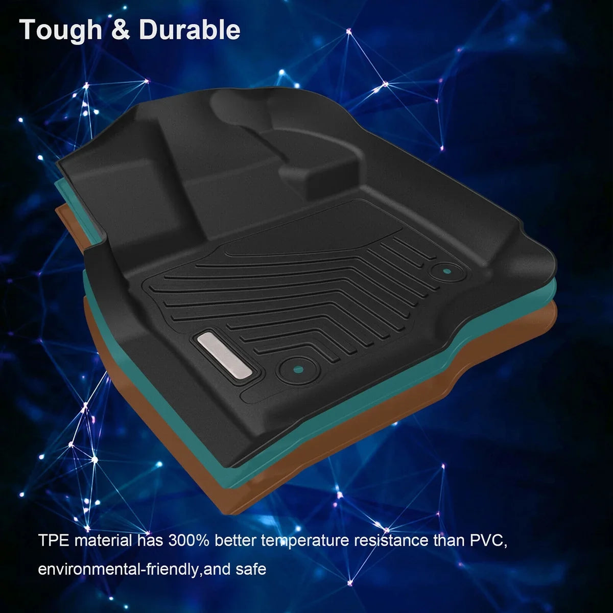 Ledkingdomus All-atmospheric conditions TPE Rubber Front and Rear 3-Piece for 2015-2023 2024  F150 Super Crew Cab Floor Mats Set