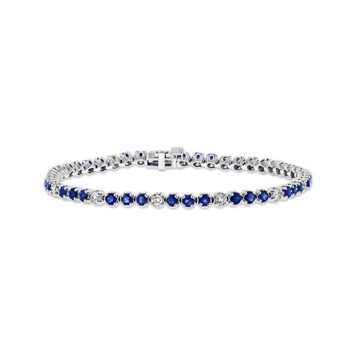 Louis Creations BRB398SD 3.09 CTW Diamond & Sapphire Bracelet, 14K White Gold
