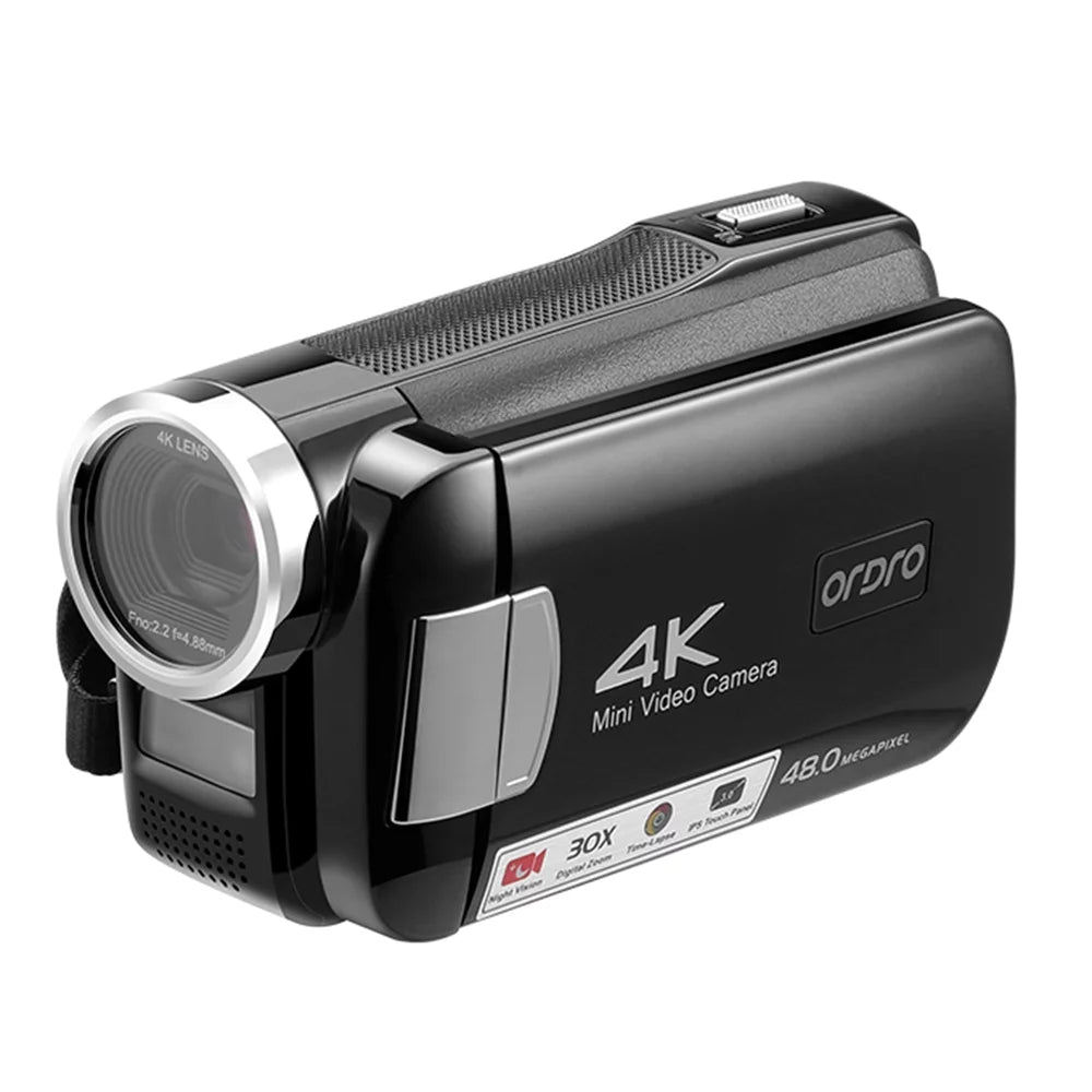 OWSOO AC2 4K Digital Video Camcorder DV Recorder 48MP 30X Digital Zoom IR Night Vision 3.0 Inch IPS Touchscreen with Battery Remote Control Carry Bag