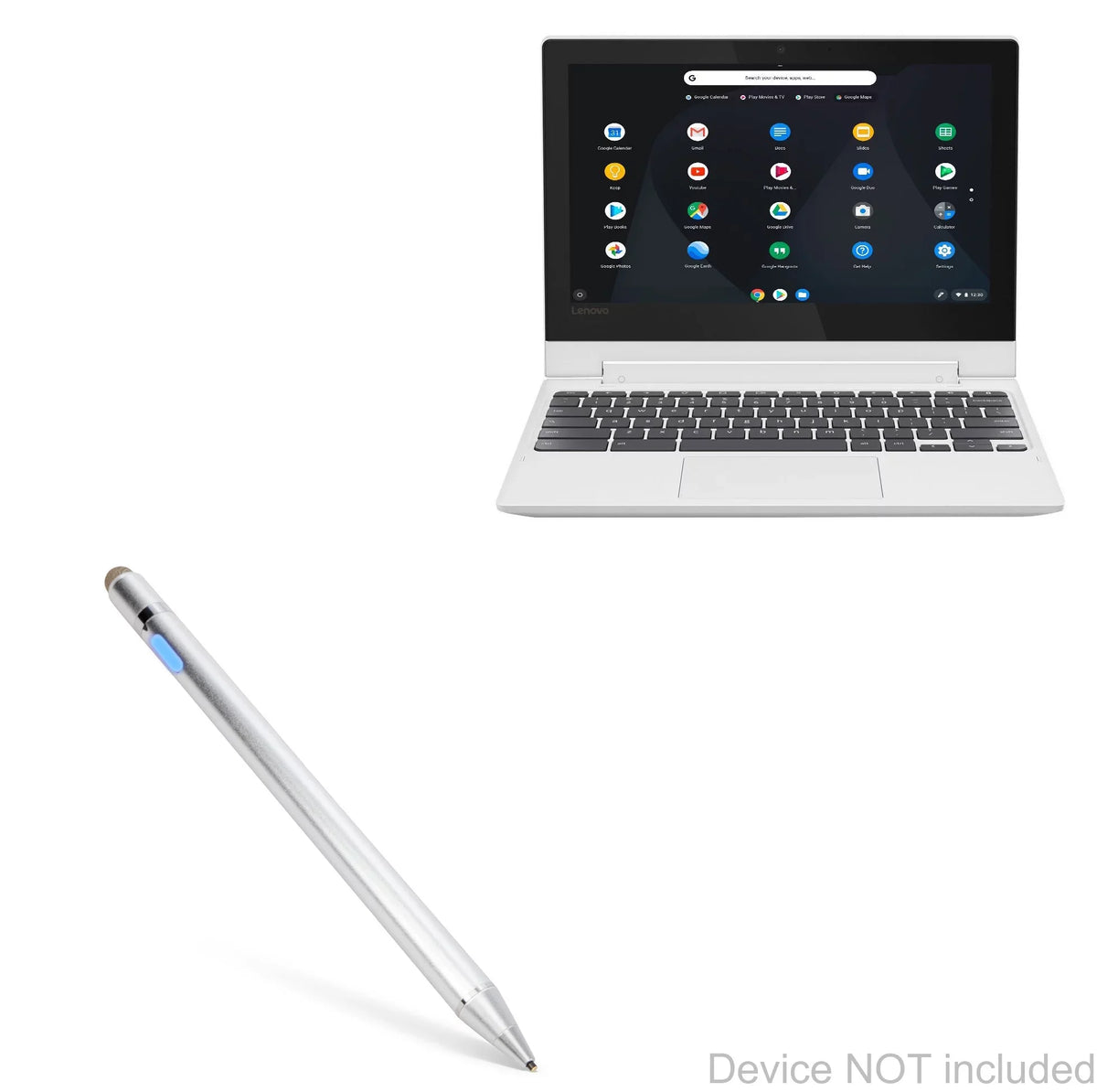 C330 Convertible 2-in-1 Chromebook (11.6") Stylus Pen, BoxWave [AccuPoint Active Stylus] Electronic Stylus with Ultra Fine Tip - Metallic Silver